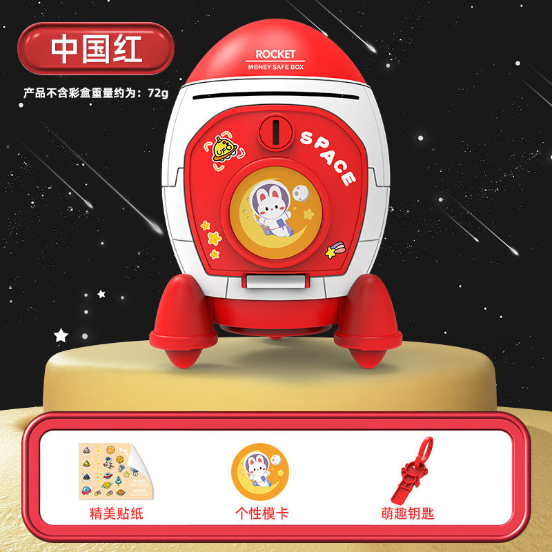 Rocket Shaped Plastic Cartoon Childrens Piggy Bank with Anti-Fall Design (view 11)