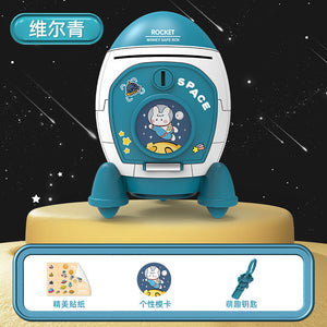 Rocket Shaped Plastic Cartoon Childrens Piggy Bank with Anti-Fall Design (view 6)