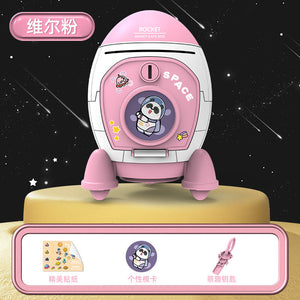 Rocket Shaped Plastic Cartoon Childrens Piggy Bank with Anti-Fall Design (view 7)