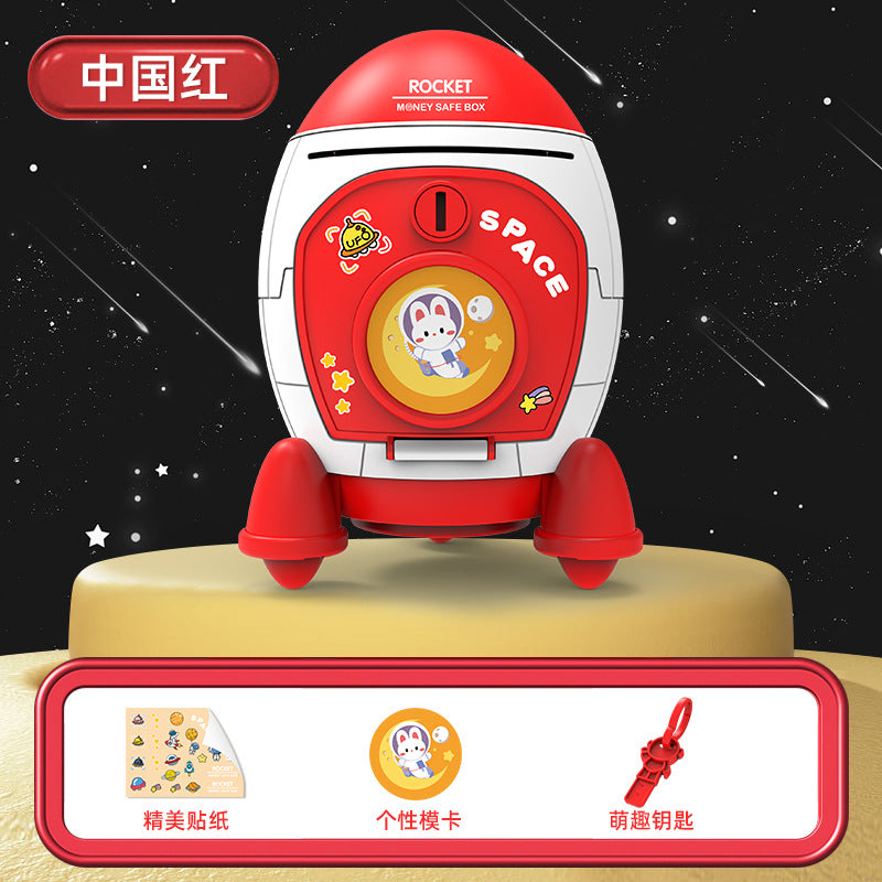 Rocket Shaped Plastic Cartoon Childrens Piggy Bank with Anti-Fall Design (view 8)