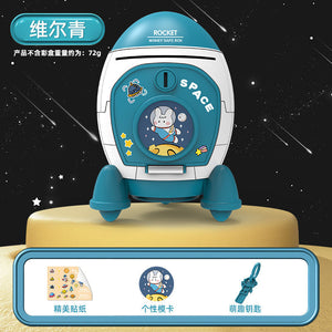 Rocket Shaped Plastic Cartoon Childrens Piggy Bank with Anti-Fall Design (view 9)