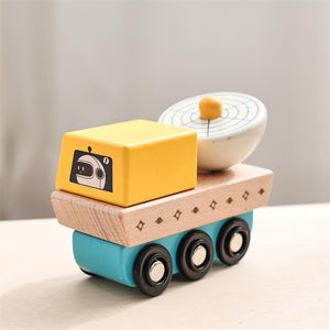 Wooden Montessori Educational Stacking Rocket & Building Block Toy Set – gift idea for new parents and baby showers