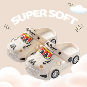 Light-Up Car Cartoon Slip-On Sandals with Closed Toe Anti-Slip Soft Sole – for babies and toddlers