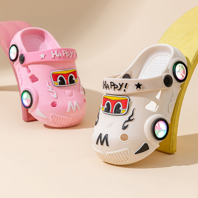 Light-Up Car Cartoon Slip-On Sandals with Closed Toe Anti-Slip Soft Sole – gift idea for new parents and baby showers