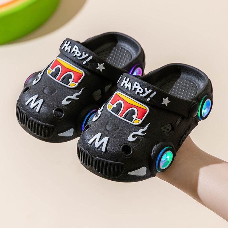 Light-Up Car Cartoon Slip-On Sandals with Closed Toe Anti-Slip Soft Sole (view 7)