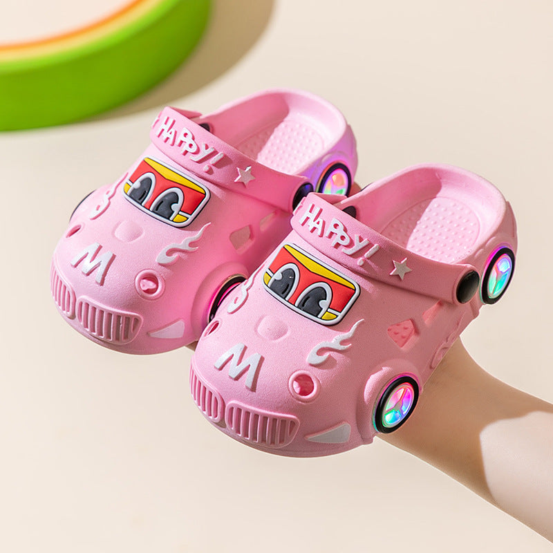 Light-Up Car Cartoon Slip-On Sandals with Closed Toe Anti-Slip Soft Sole (view 9)