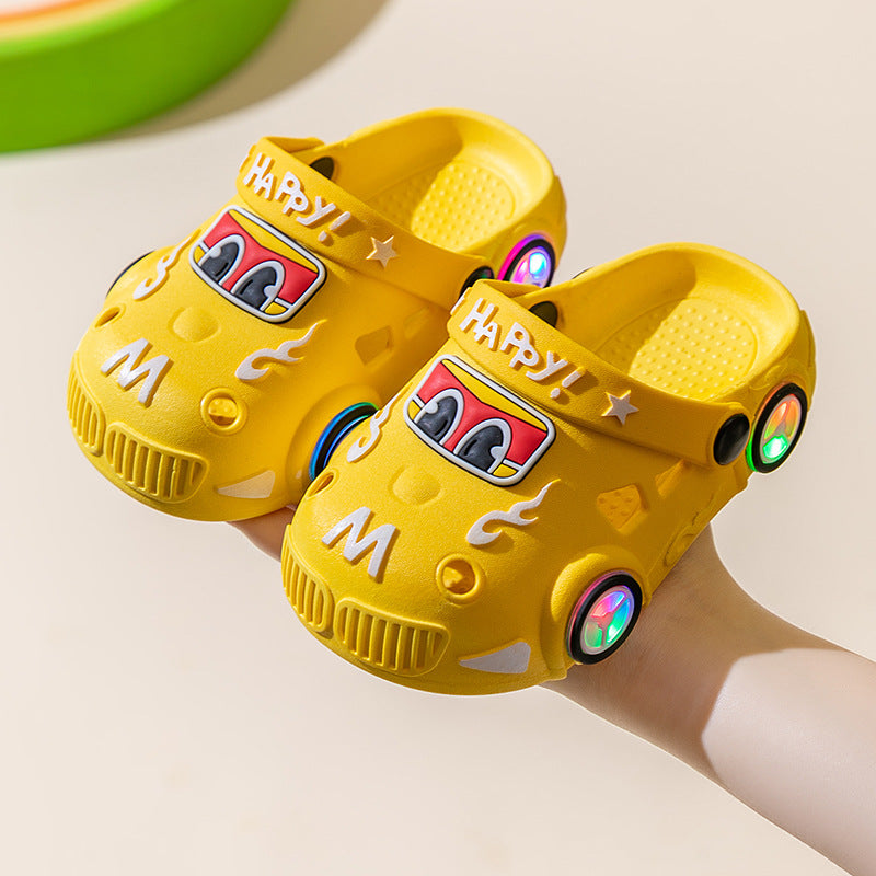 Light-Up Car Cartoon Slip-On Sandals with Closed Toe Anti-Slip Soft Sole (view 10)