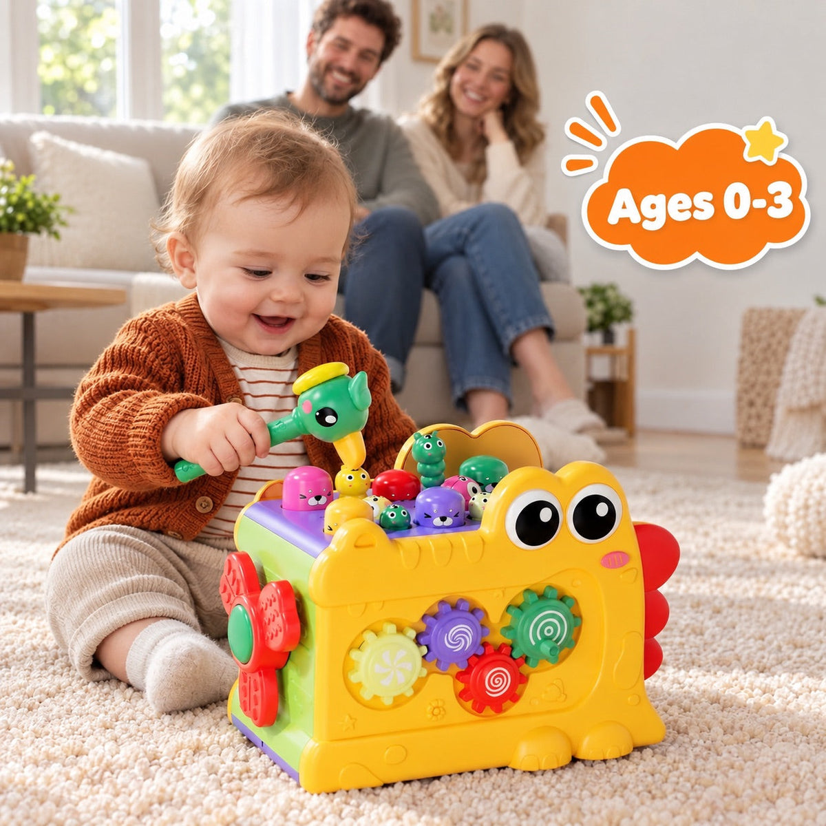 Whack-a-Mole Activity Cube with Xylophone