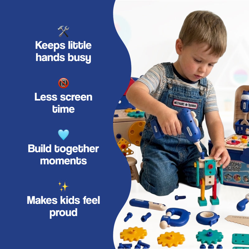 Kids' Tool Set & Workbench Electric Drill Tools & Building Pieces – gift idea for kids and grandchildren