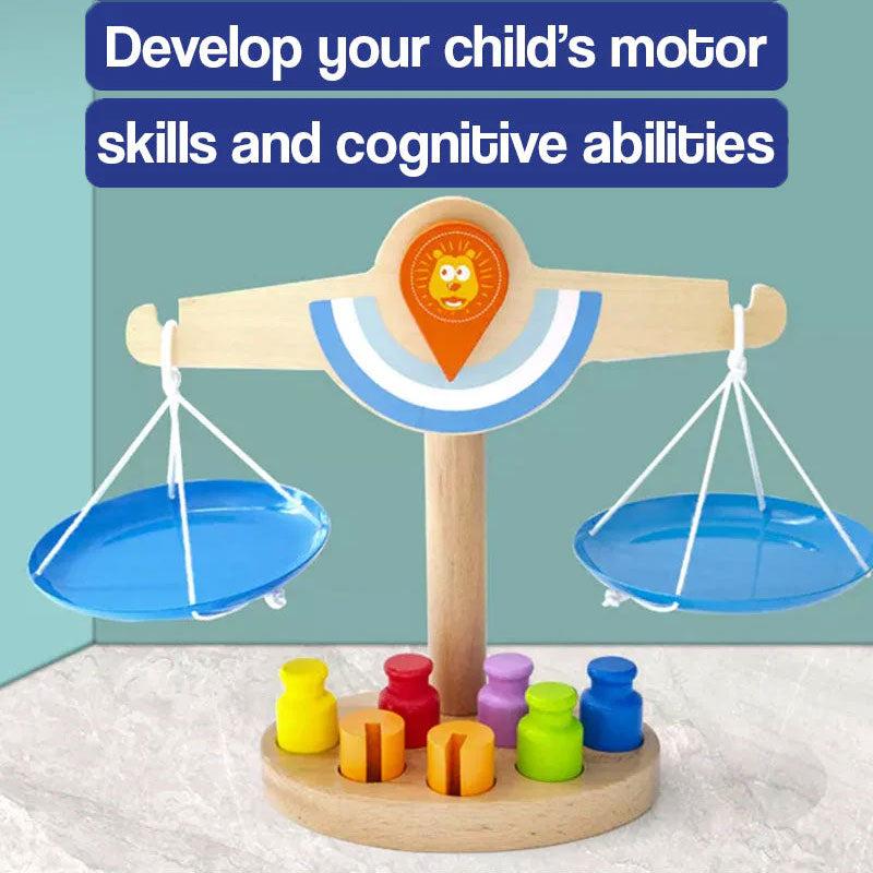 Wooden Educational Math Balance Scale Toy – for kids ages 1–9