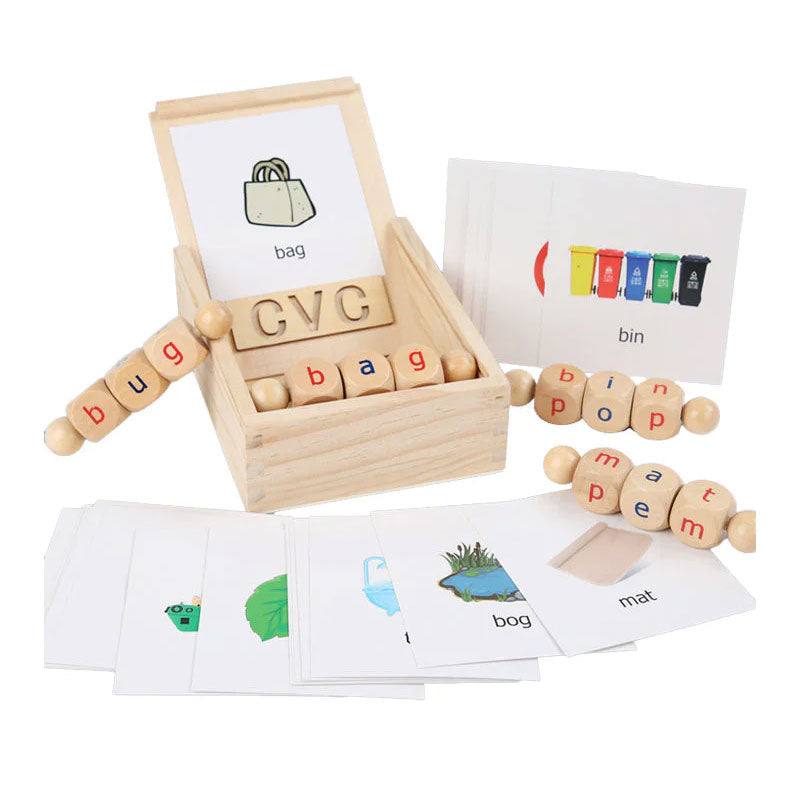 Wooden Rotation CVC Block Letters Teaching Toy – for kids ages 4+