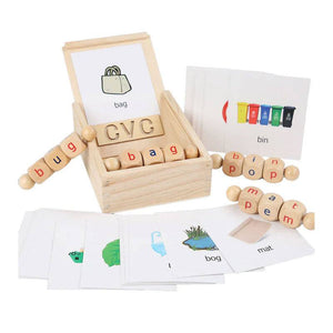 Wooden Rotation CVC Block Letters Teaching Toy – for kids ages 4+
