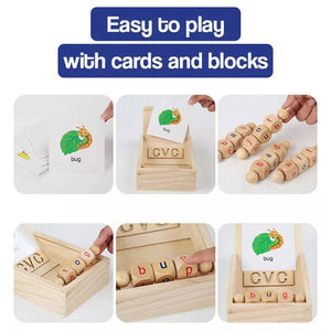 Wooden Rotation CVC Block Letters Teaching Toy – gift idea for kids and grandchildren