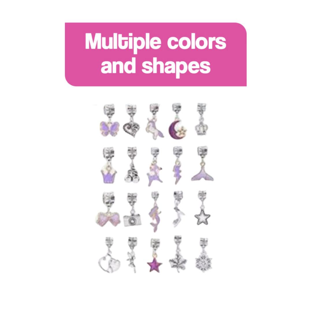 Bracelet-Making Kit with multiple colorful charm shapes for kids creative design and personalized jewelry making