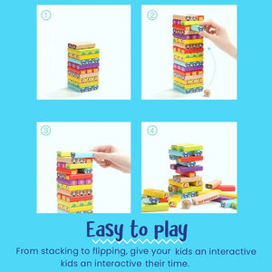 Colored Wooden Blocks with Animal Patterns Cards – educational toy