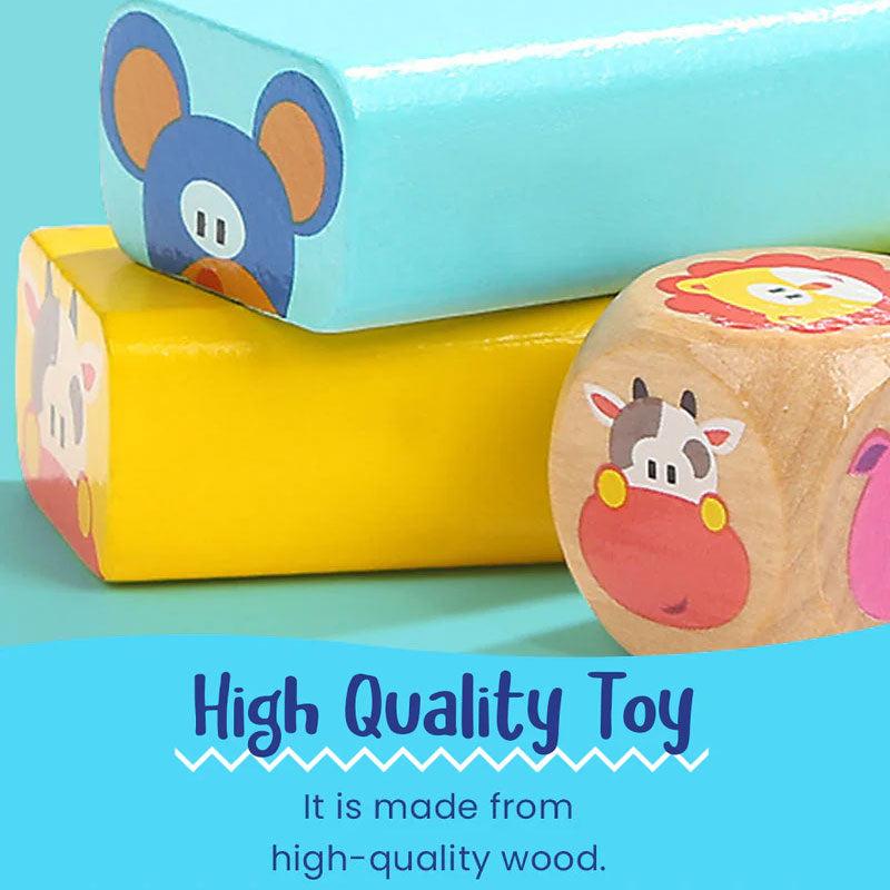 Colored Wooden Blocks with Animal Patterns Cards – gift idea for kids and grandchildren