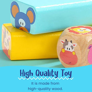 Colored Wooden Blocks with Animal Patterns Cards – gift idea for kids and grandchildren