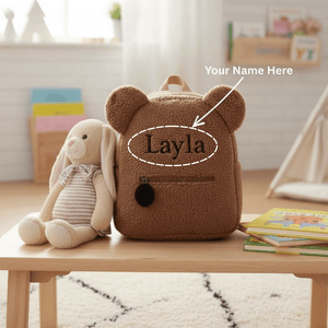 Custom Name Teddy Bear Backpack – for kids ages 1+