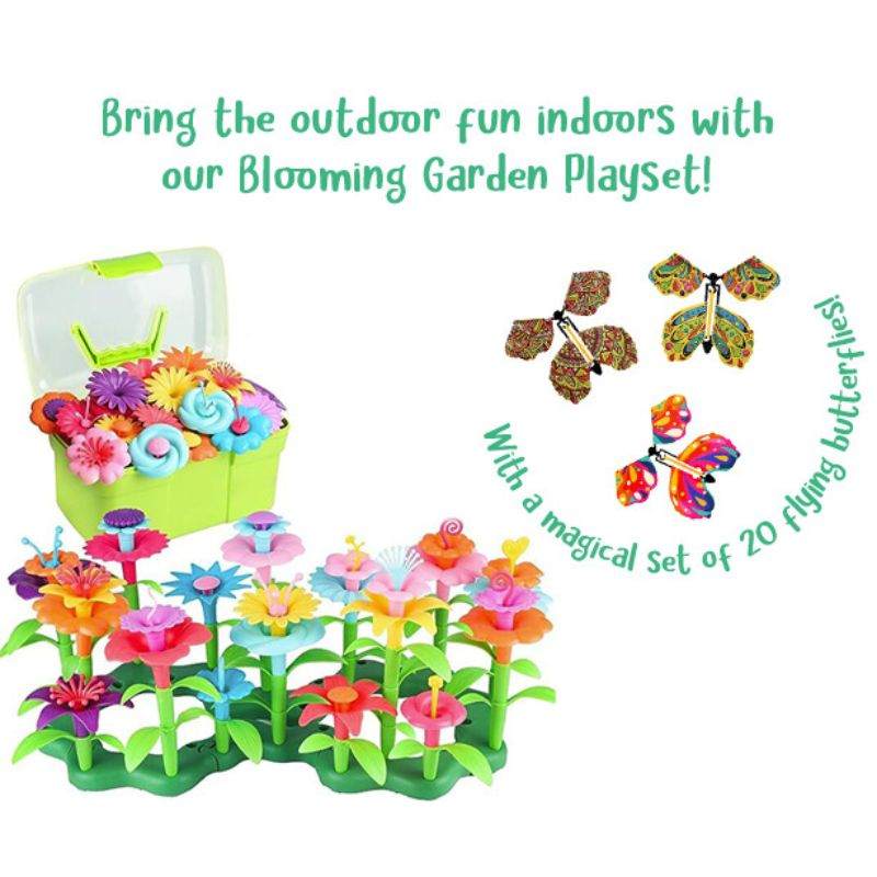 Educational garden building flower toy set for kids fostering creativity and motor skills development