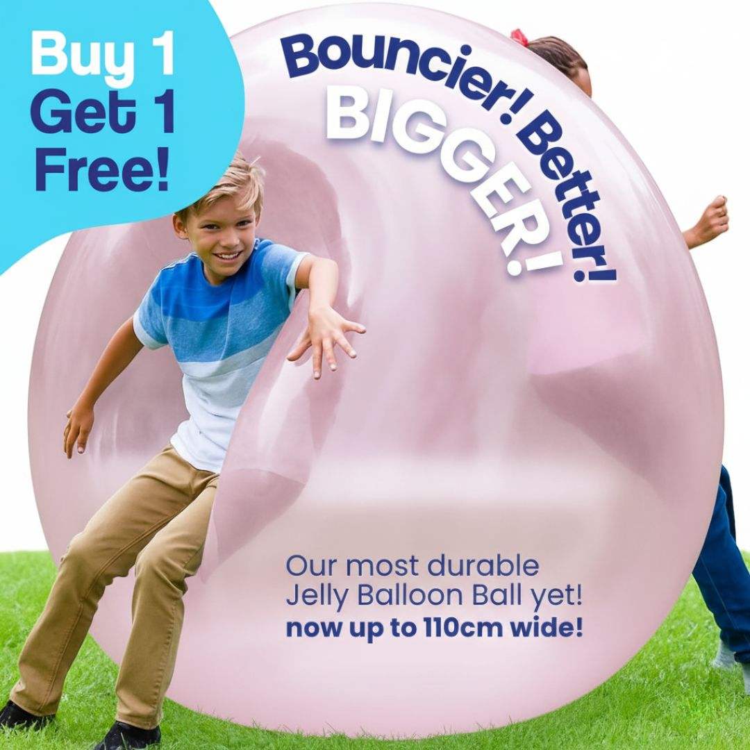 Kids playing with giant pink inflatable Jelly Balloon Ball outdoors, durable and large size