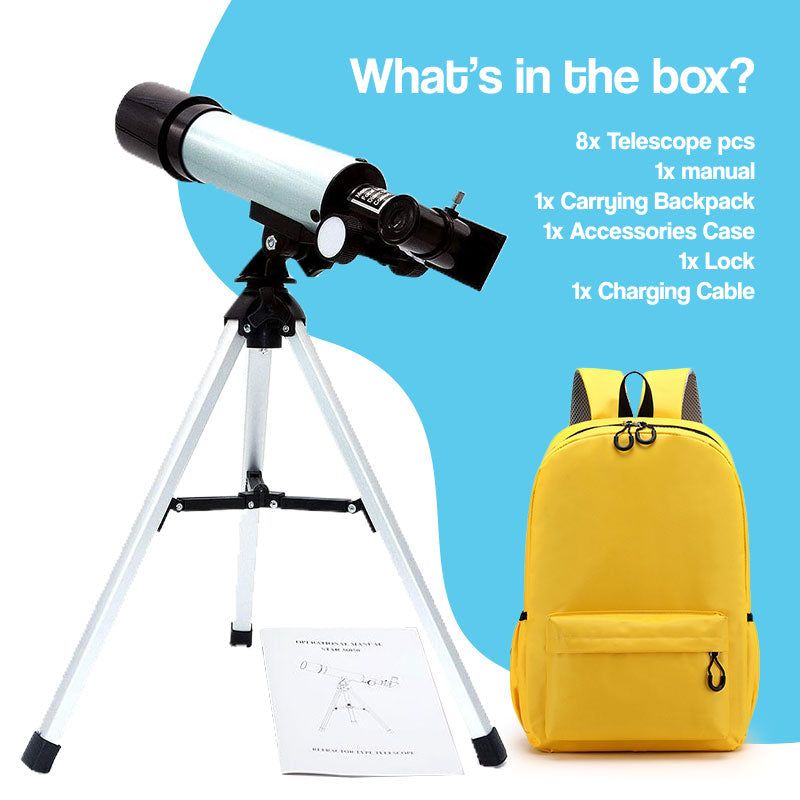 Kids 50mm Refractor Telescope with Case – for kids ages 5+