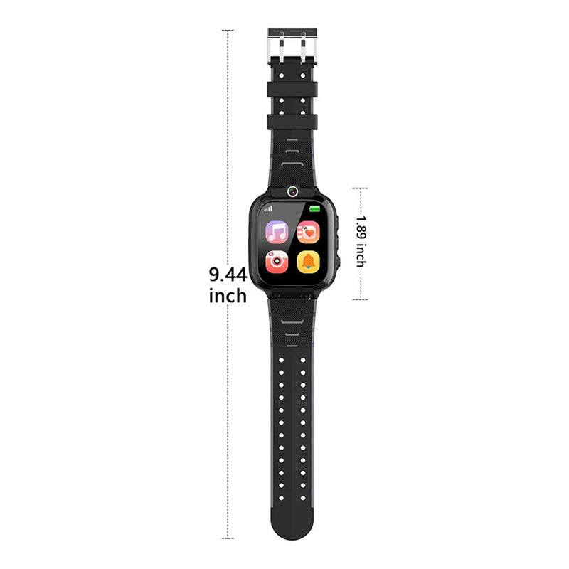 Kids Multi-purpose Smartwatch with black strap and colorful app icons on screen.