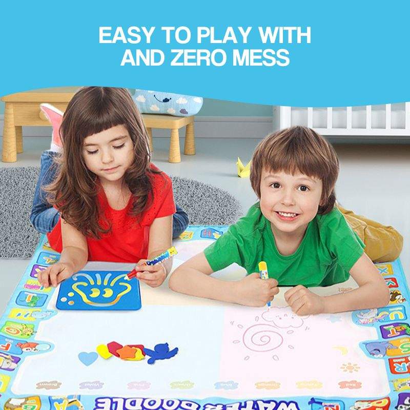 Kids zero mess doodle magic water drawing mat with pen and brush for creative play and learning