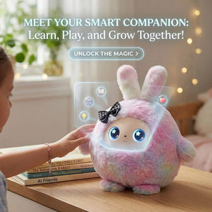 AI Plush Bunny interactive soft toy with emotion-displaying eyes and storytelling features