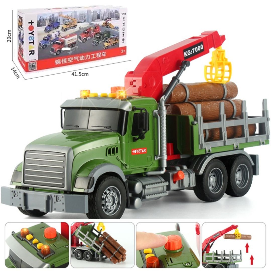 Oversized Timber Transport Toy Truck with Crane