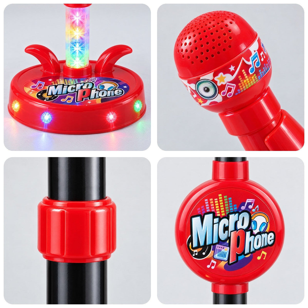 Kids Light-Up Karaoke Microphone with Adjustable Stand