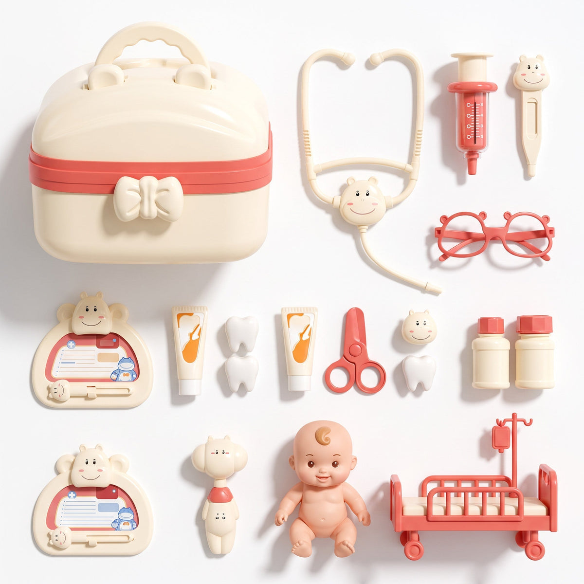 Little Doctor Play Kit with Hippo Carry Case in pink – gift idea for kids and grandchildren