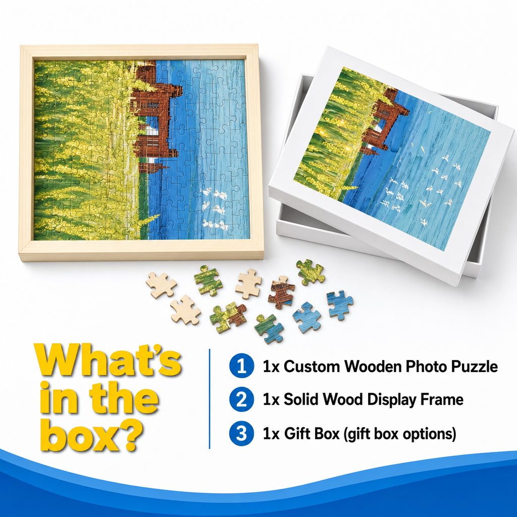 Custom Photo Wooden Puzzle 6*4 with Solid Wood Frame (view 7)