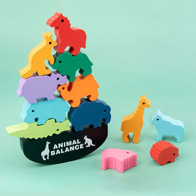 Wooden Animal Balancing Block Game – for kids ages 4+