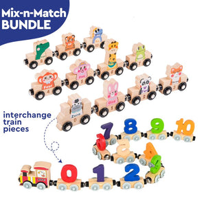 Wooden Animals & Numbers Magnetic Train Set
